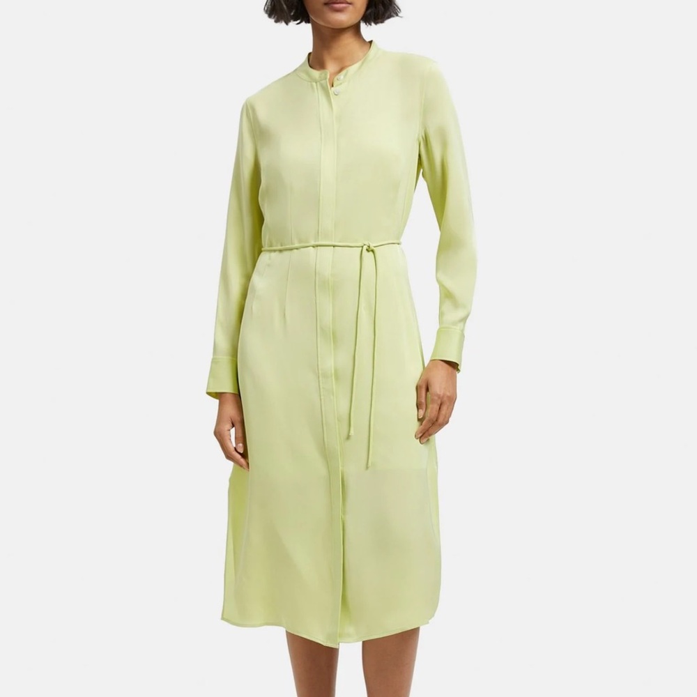 Theory Silk Midi Shirt Dress